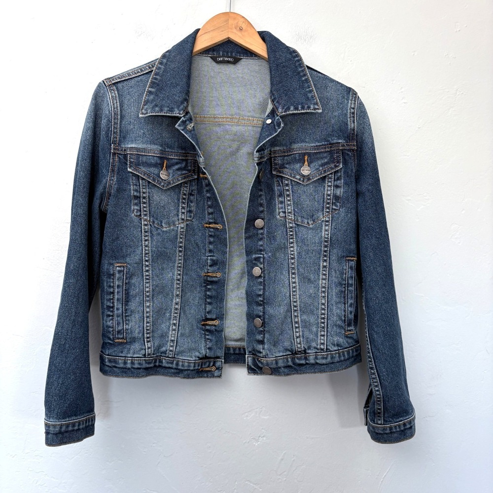 Driftwood Denim Jacket Women Size Medium Blue Classic